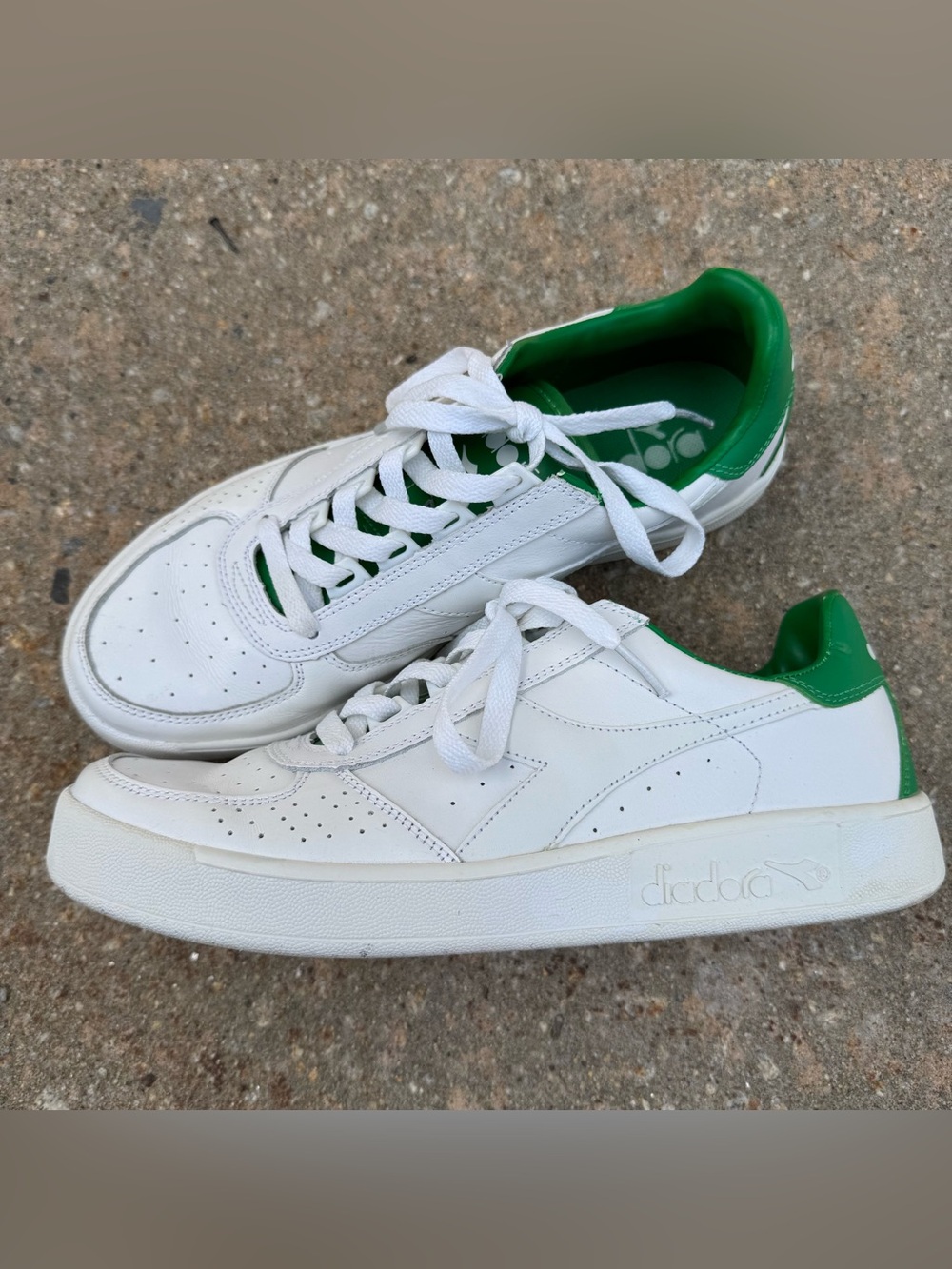 Diadora B Elite Italia Sport Shies Men Size 8 US White Leather Sneakers Italy - Picture 4 of 9